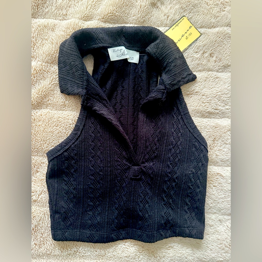Vintage Havana, sweater polo cropped, black, small